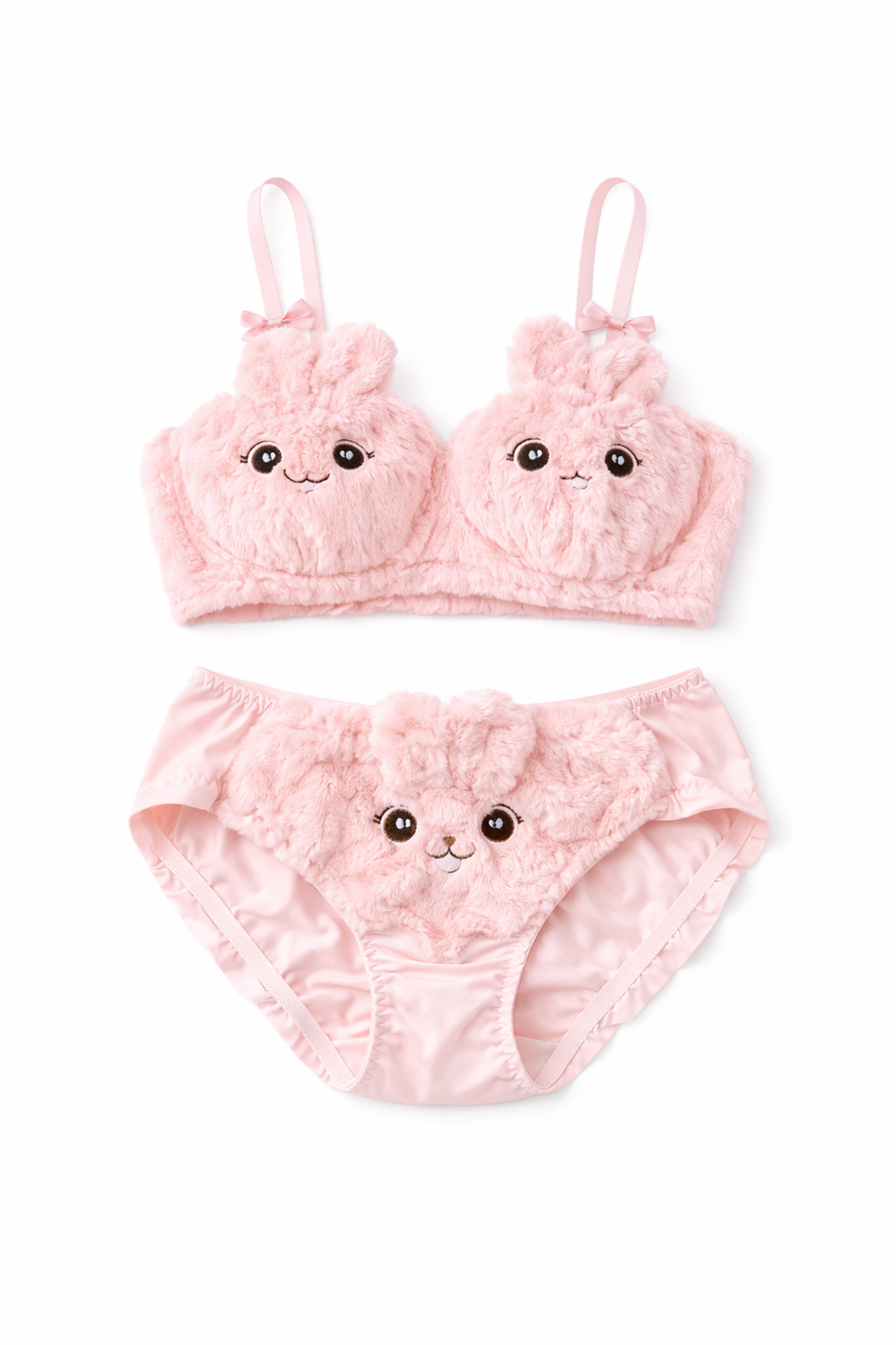 Blush Bunny Fur Lingerie Set