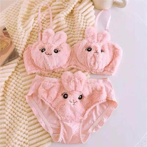 Blush Bunny Fur Lingerie Set